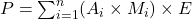 P = \sum_{i=1}^{n} (A_i \times M_i) \times E