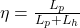 \eta = \frac{L_{p}}{L_{p} + L_{h}}