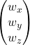 \begin{pmatrix} w_x \\ w_y \\ w_z \end{pmatrix}